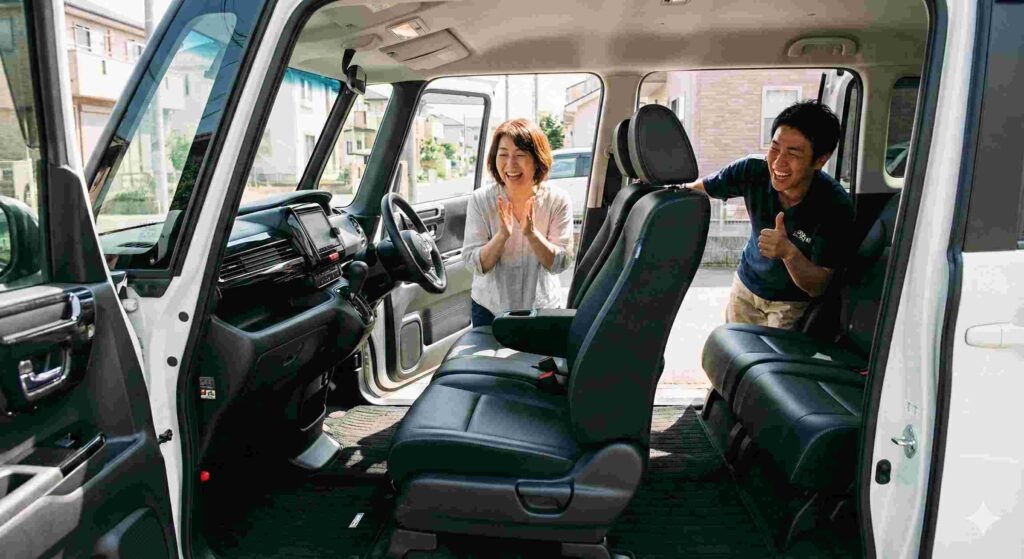 O様 　ホンダ　軽四　　2025年　9月　助手席シートとマットがキレイになって、大感激頂きました。